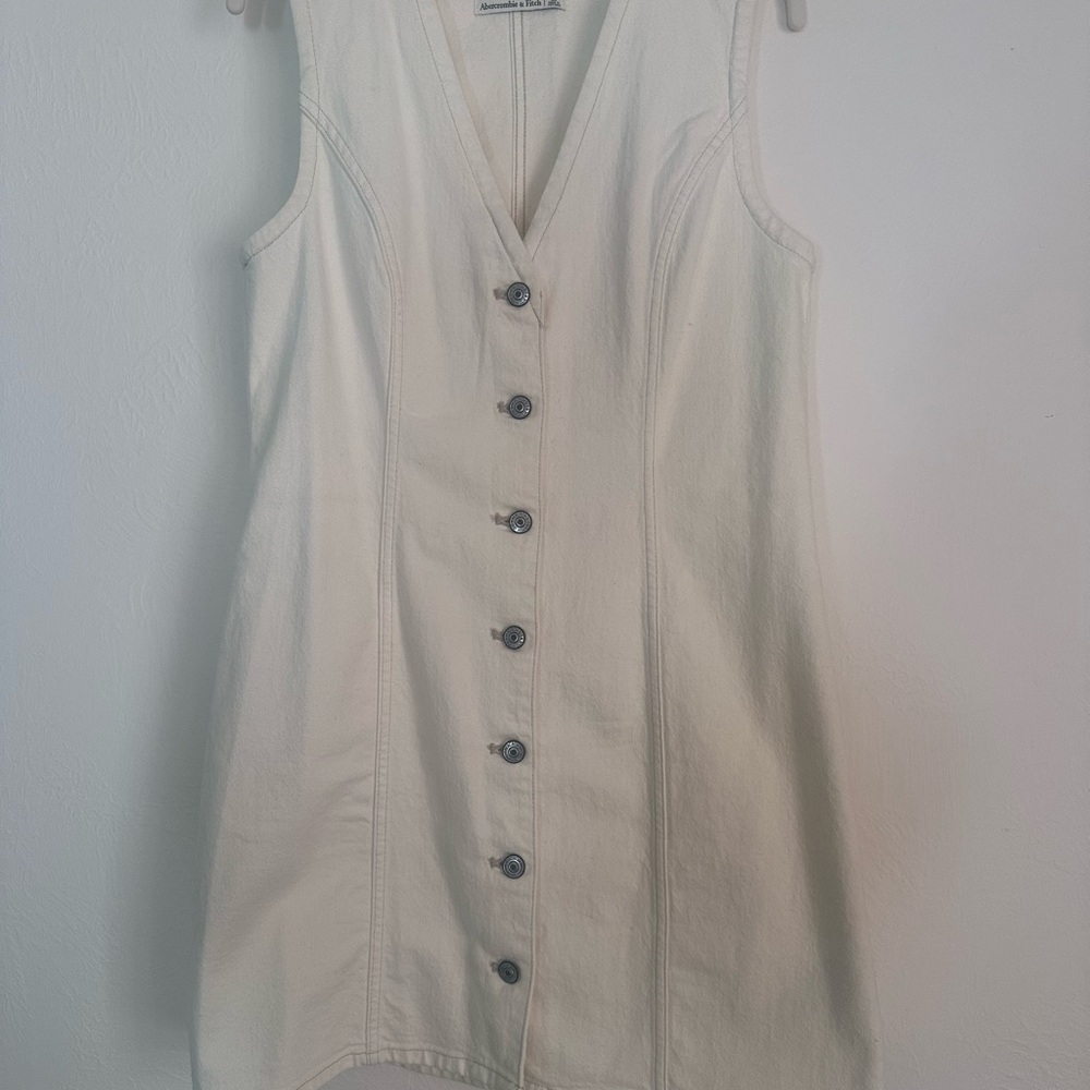 Abercrombie & Fitch Cream Button-Front Mini Dress
